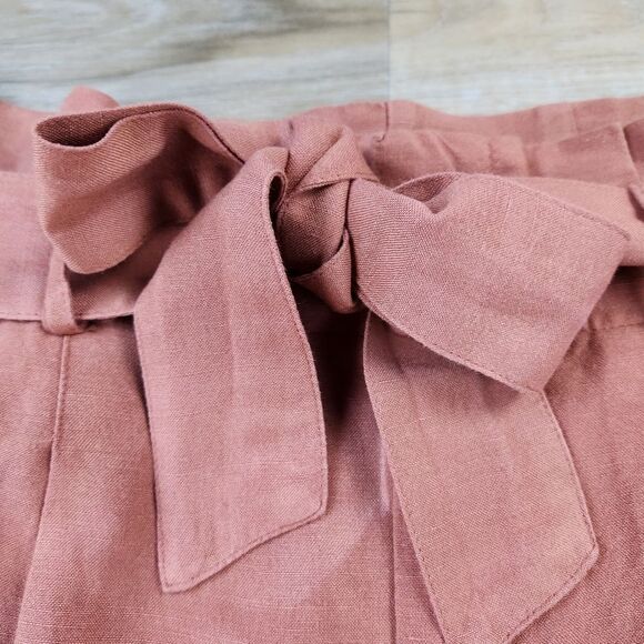 🔸️Madewell Rust Linen Blend Belted Paperbag Pants Size 4 - Picture 8 of 16